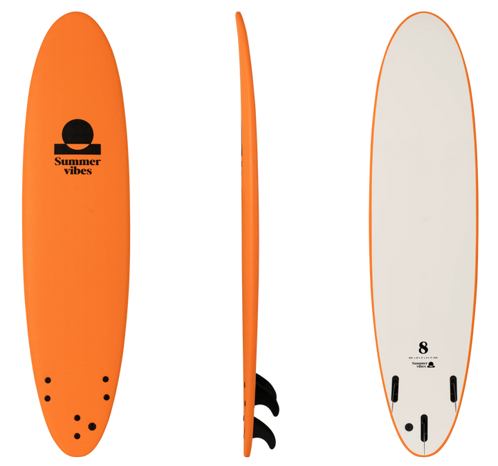 Summer vibes Mini Mal 8' Softboard - Orange white - Summer vibes
