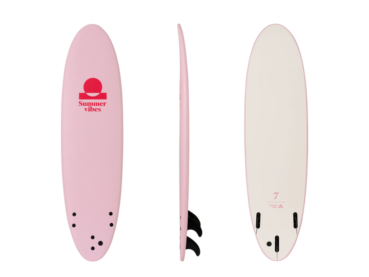 Summer vibes Mini Mal 7' Softboard - Pink White - Summer vibes