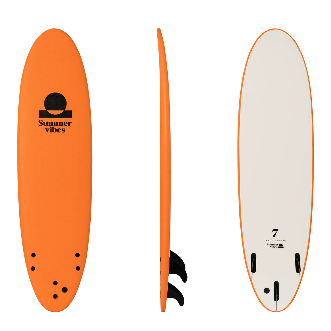 Summer vibes Mini Mal 7' Softboard – Orange White on white