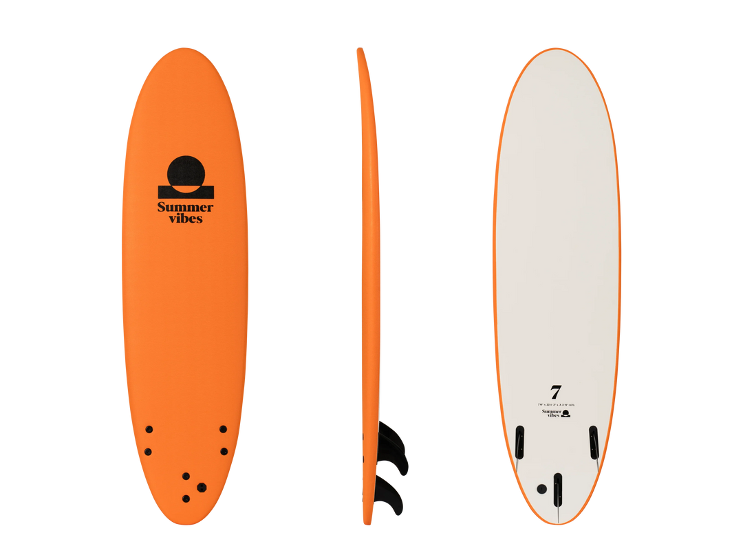 Summer vibes Mini Mal 7' Softboard - Orange White - Summer vibes
