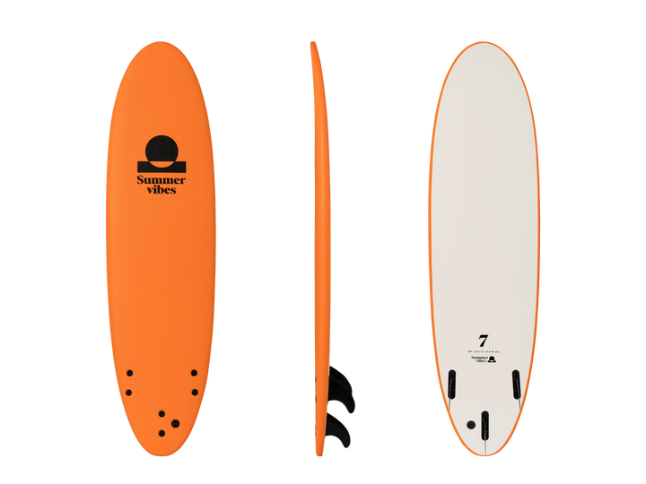 Summer vibes Mini Mal 7' Softboard - Orange White - Summer vibes