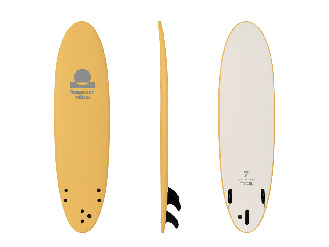 Summer vibes Mini Mal 7' Softboard - Lt Yellow White - Summer vibes