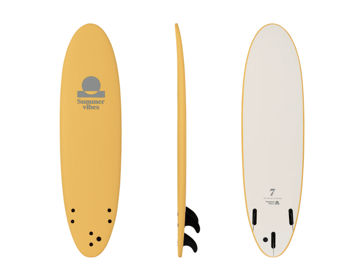 Summer vibes Mini Mal 7' Softboard - Lt Yellow White - Summer vibes