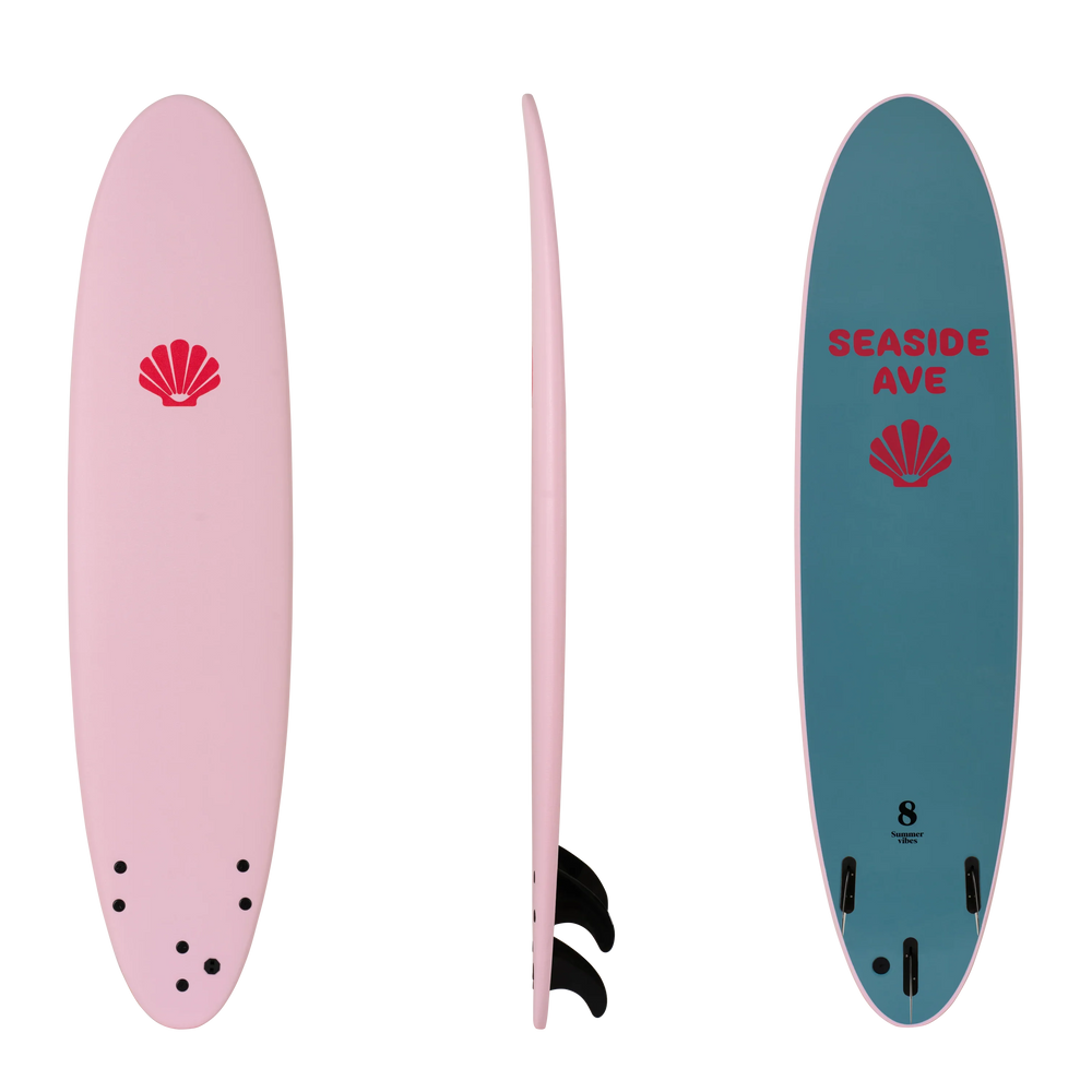 Summer vibes x Seaside Ave limited edition Mini Mal 8' Softboard - Pink Blue - Summer vibes