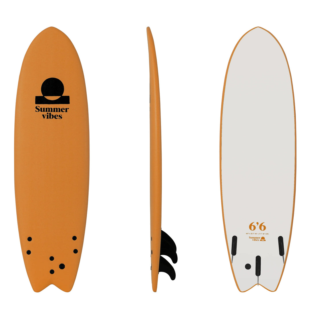 Summer vibes Fish 6'6 Softboard – Orange White on white