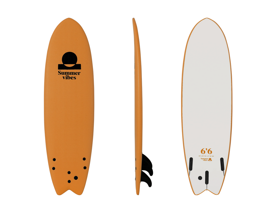 Summer vibes Fish 6'6 Softboard - Orange white - Summer vibes