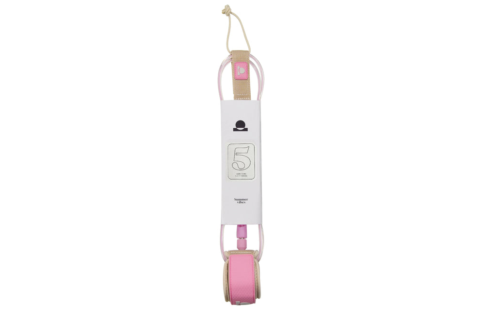 Summer vibes Session 5ft Surfboard Leash Leg rope - Pink - Summer vibes