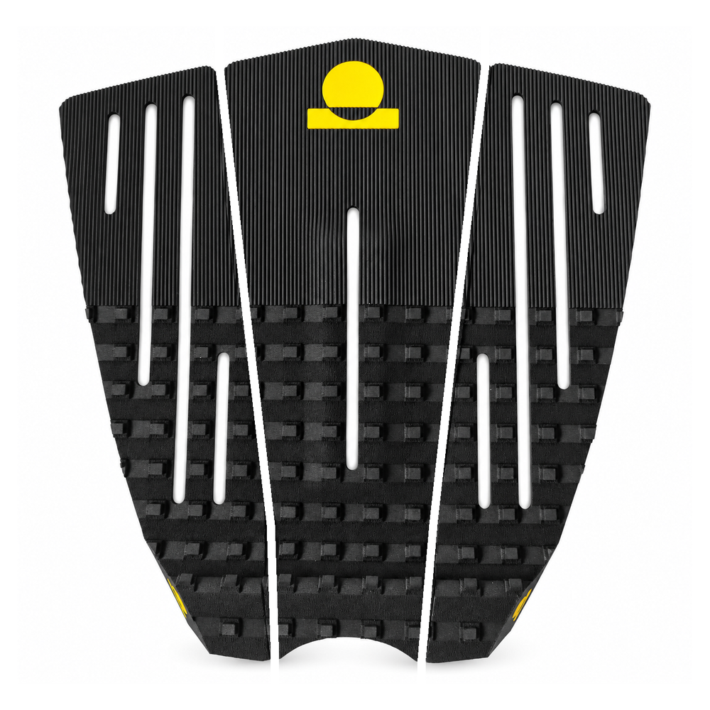 Summer vibes 3 Piece 50/50 Combo Traction Pad – Black/Yellow — separated pieces