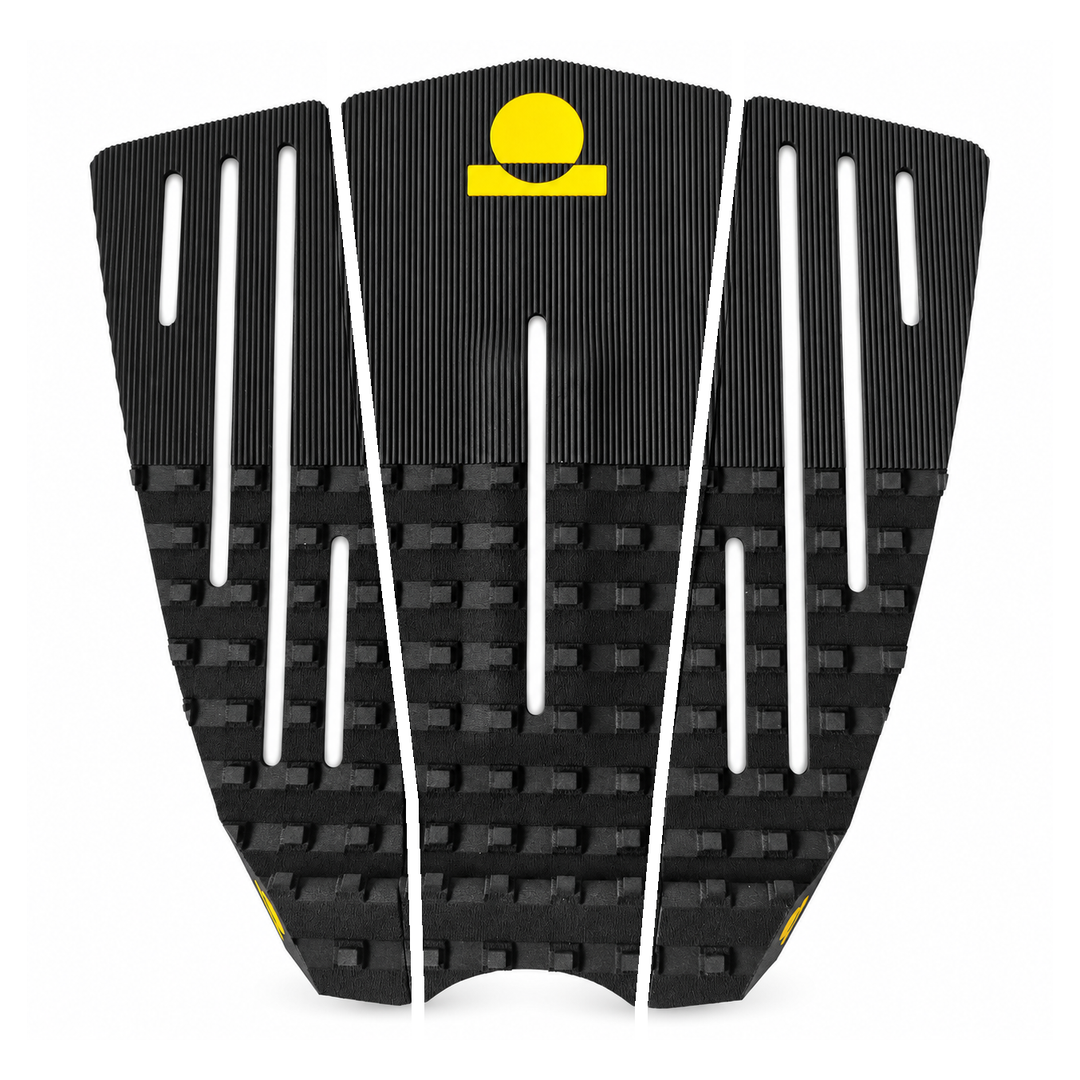 Summer vibes 3 Piece 50/50 Combo Traction Pad – Black/Yellow — separated pieces