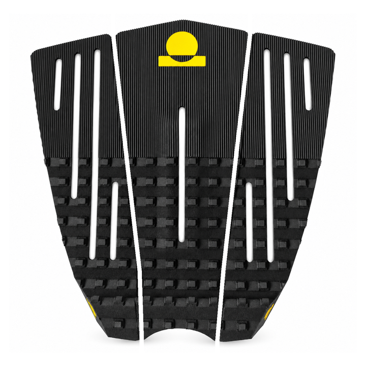 Summer vibes 3 Piece 50/50 Combo Traction Pad – Black/Yellow — separated pieces