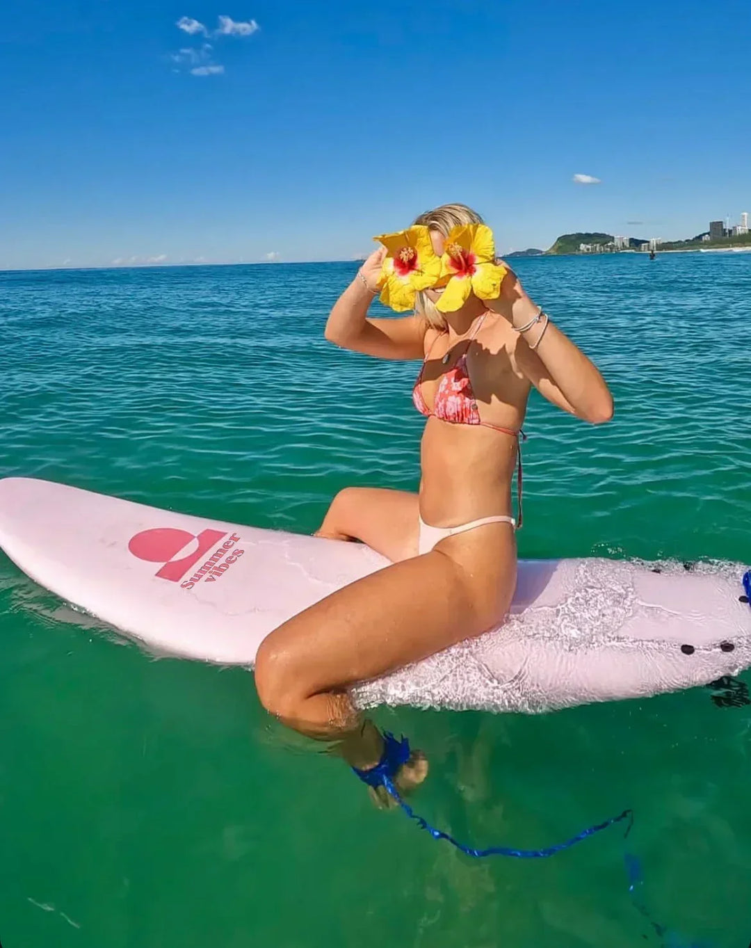 Summer vibes Longboard 9' Softboard - Pink white - Summer vibes