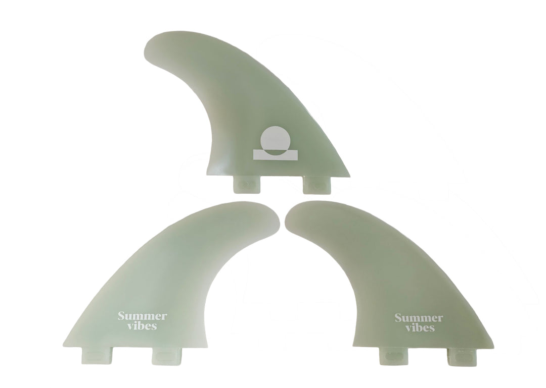 Summer Vibes Session Thruster Surfboard Fins (set of 3) L XL Dual Tab FCS1 - Clear