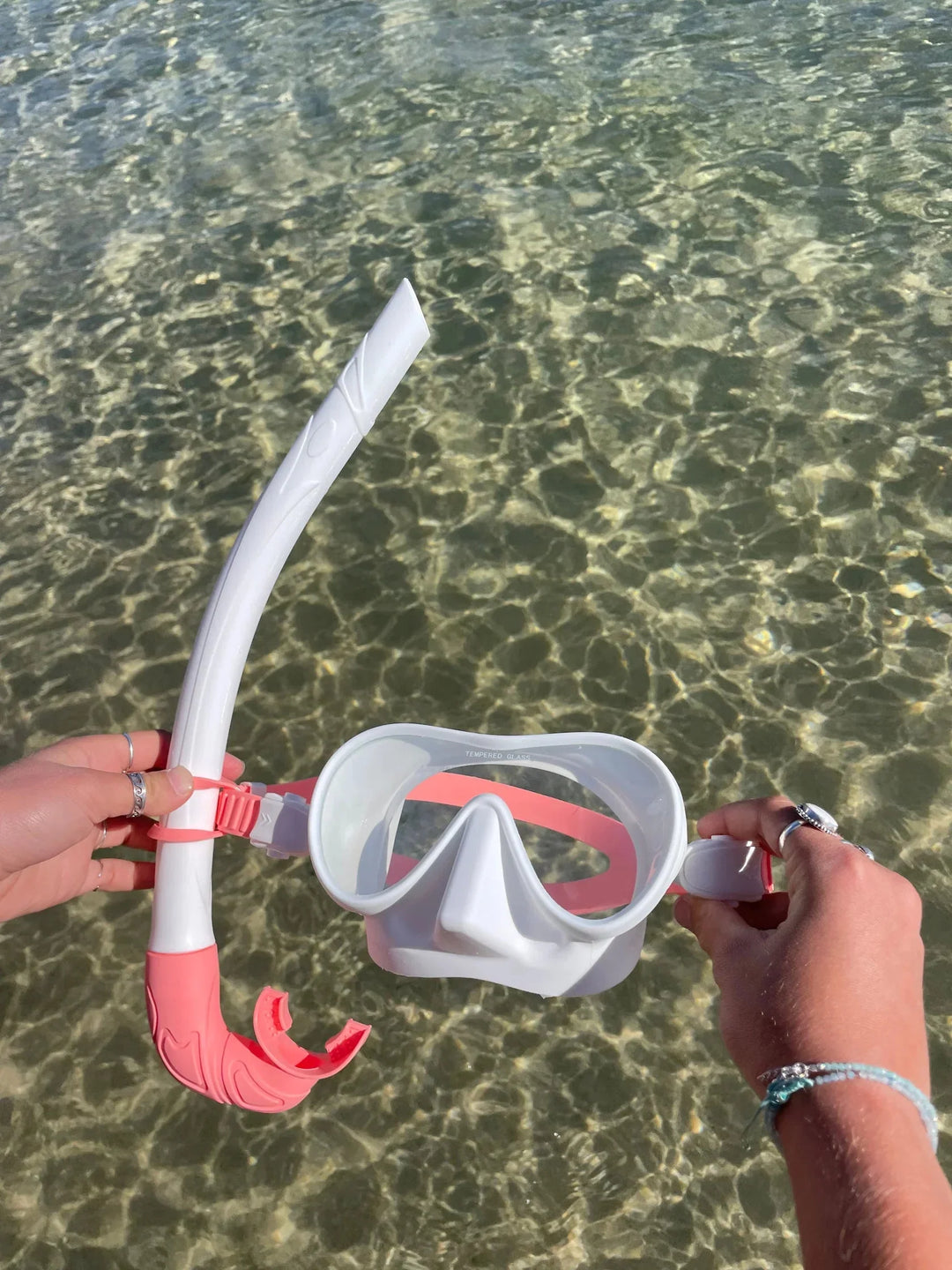 Seaside ave Mask & Snorkel Set - White wash Coral Candy Combo - Summer vibes