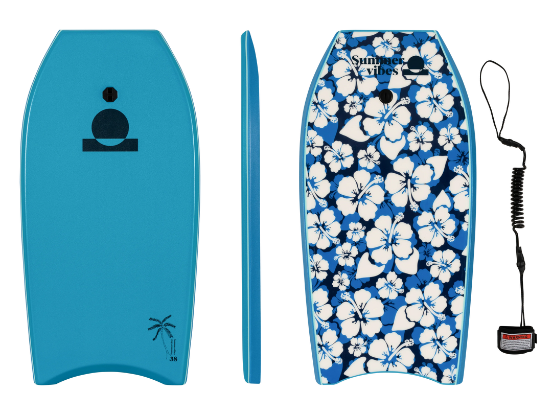 Summer vibes Sessions Bodyboard With Coil - Blue floral - Summer vibes
