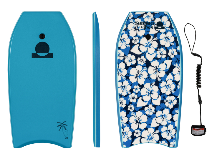 Summer vibes Sessions Bodyboard With Coil - Blue floral - Summer vibes