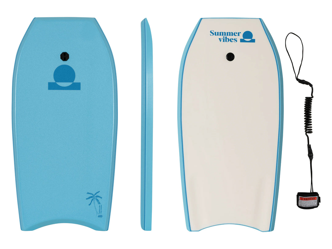 Summer vibes Boogie Board With Coil – Blue White on white