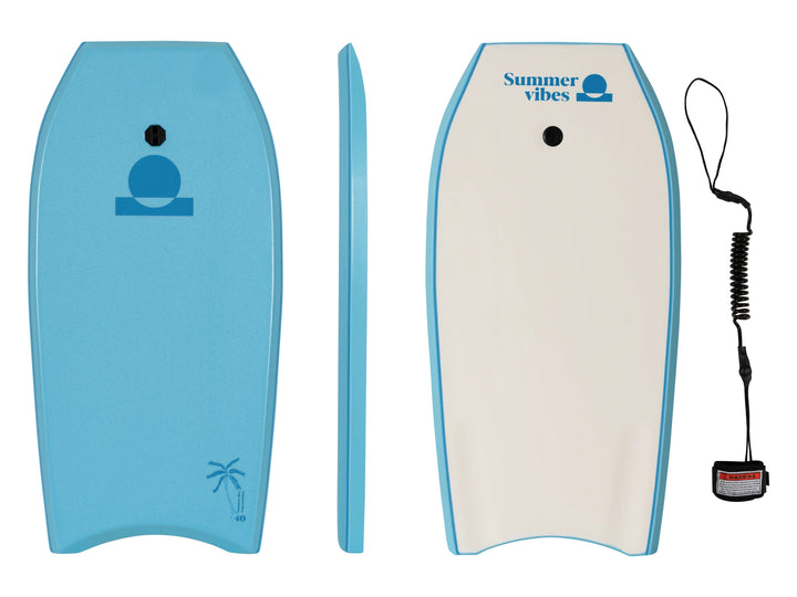 Summer vibes Boogie Board With Coil – Blue White on white