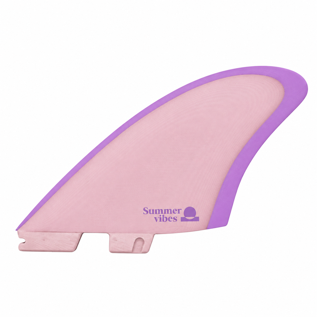 Summer vibes Twin Keel 2-Fin Set FCSii Compatible – Fibreglass Pink Lavender — product render