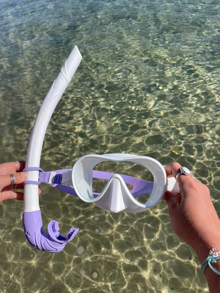 Seaside ave Mask & Snorkel Set - White wash Purple Candy Combo - Summer vibes