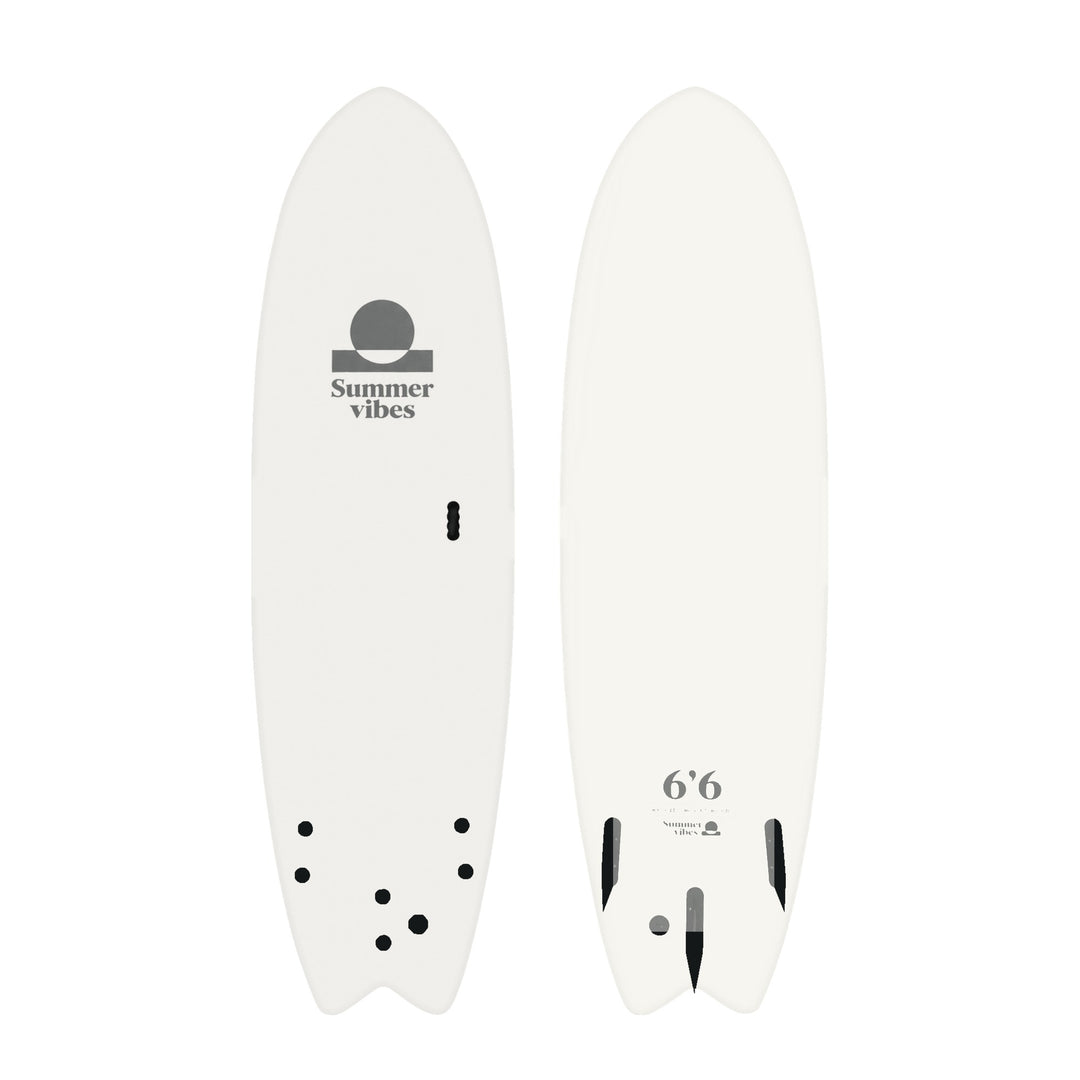 Summer vibes Fish 6'6 Softboard – White / Grey on white