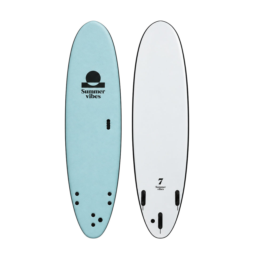 Summer vibes Mini Mal Softboard – Sky Blue / Black on white