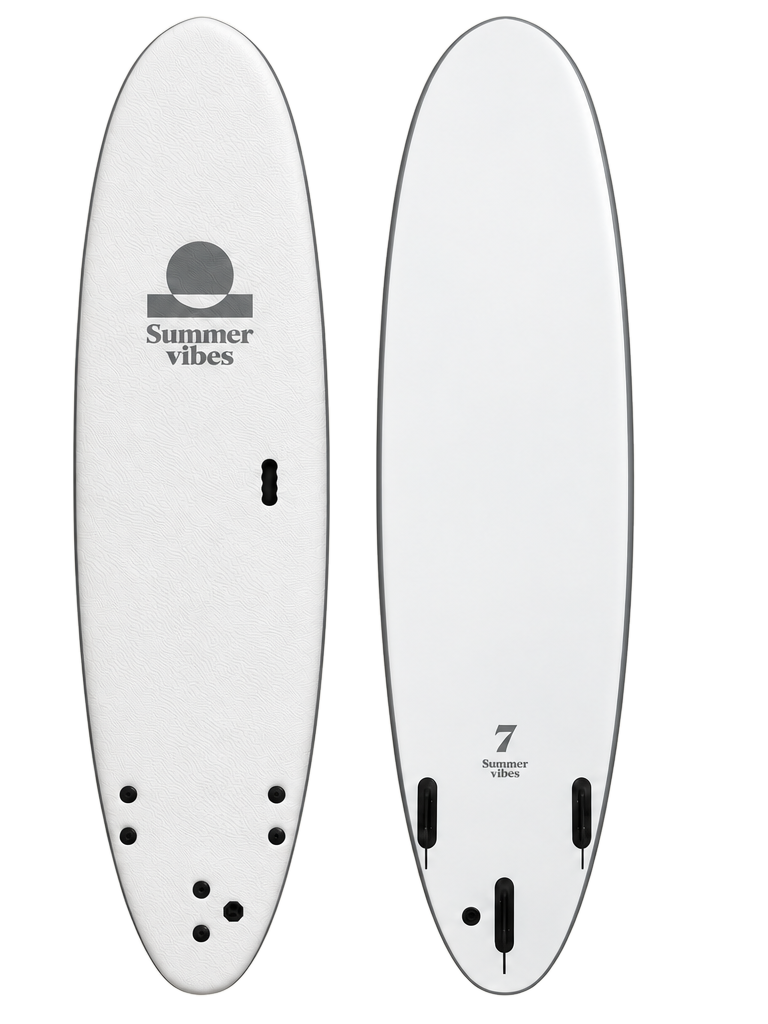Summer vibes Mini Mal Softboard – WHG — deck and bottom views