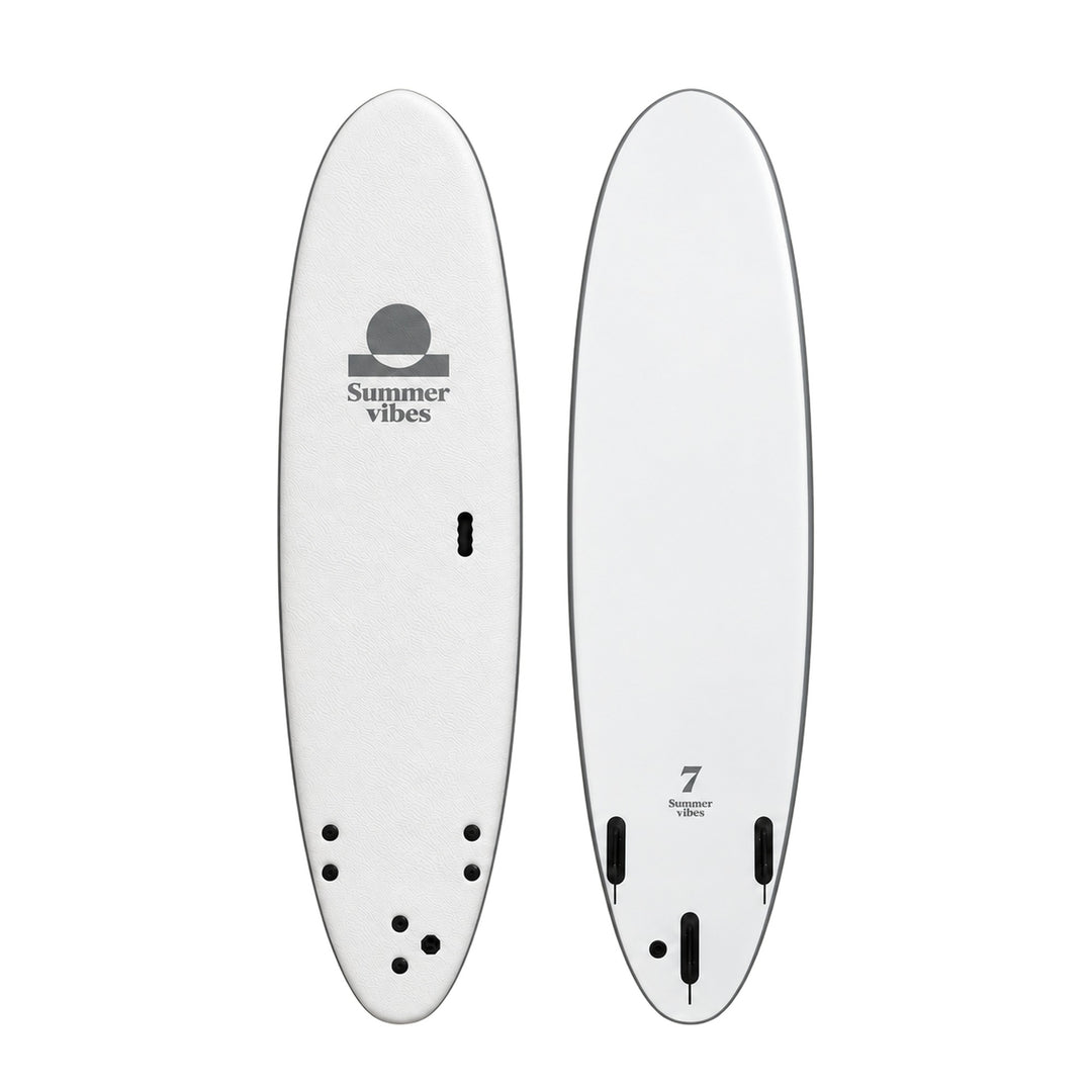 Summer vibes Mini Mal Softboard – White / Grey on white