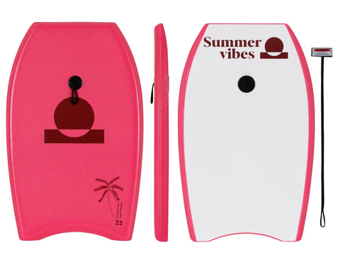 Summer vibes 22" Mini Boogie Board / Kick Board 56cm – Hot Pink on white