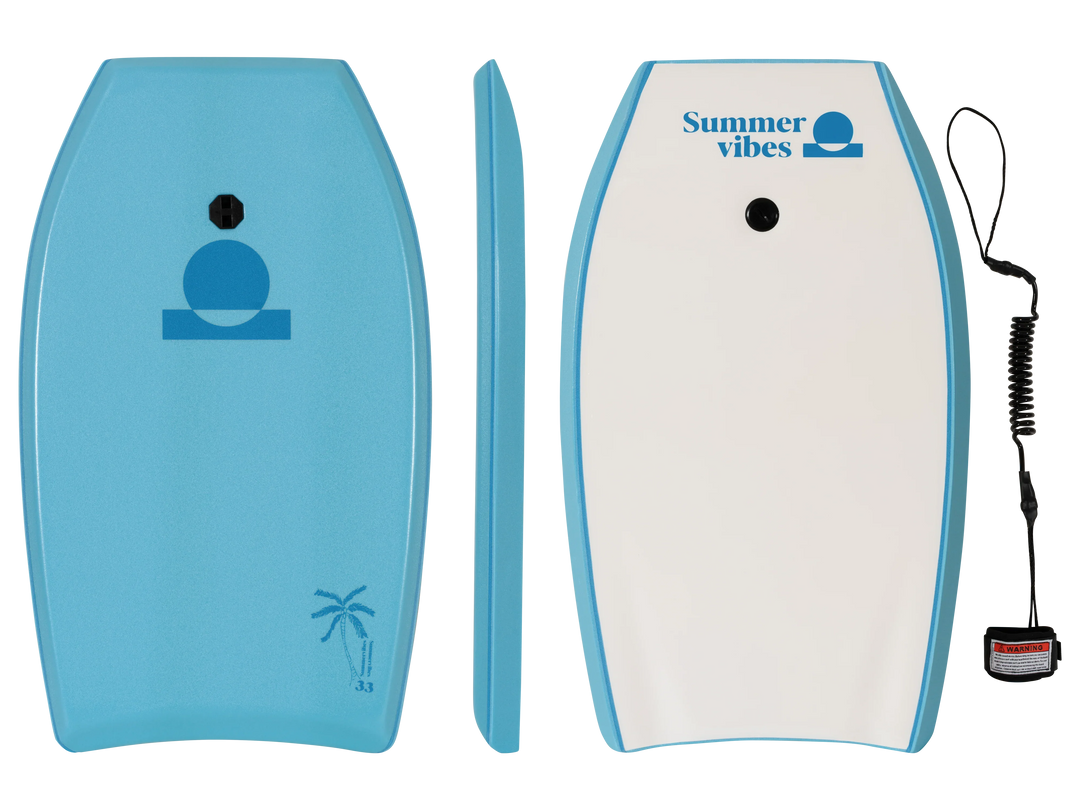 Summer vibes Grom 33" Bodyboard With Coil - Blue White - Summer vibes