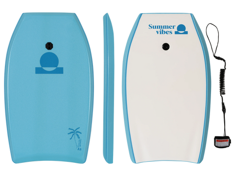 Summer vibes Grom 33" Bodyboard With Coil - Blue White - Summer vibes