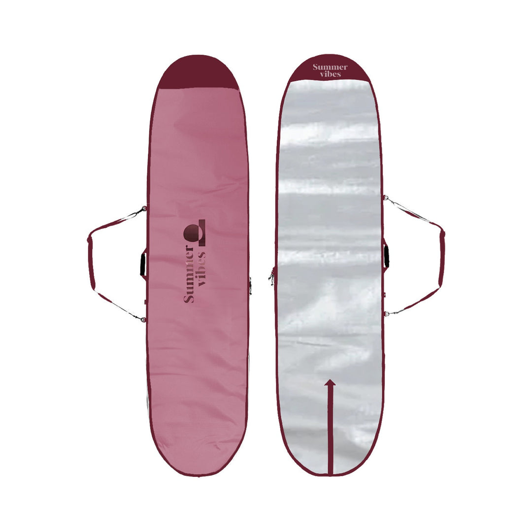 Summer vibes Lite Longboard boardbag in pink — front and silver reverse