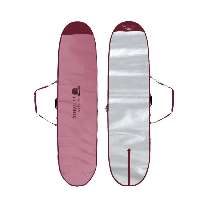 Summer vibes Lite Longboard boardbag in pink — front and silver reverse