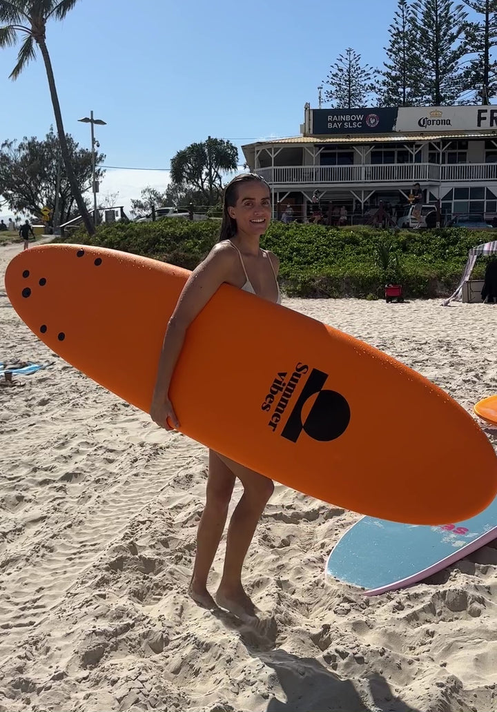 Summer vibes Mini Mal 7' Softboard - Orange White