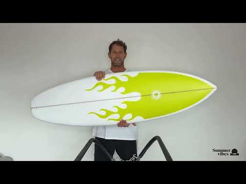 Summer Vibes Grom Youth Shortboard Surfboard - Yellow flame