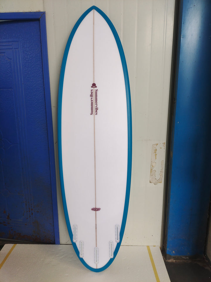 Summer vibes Discus Blue Berry surfboard bottom view