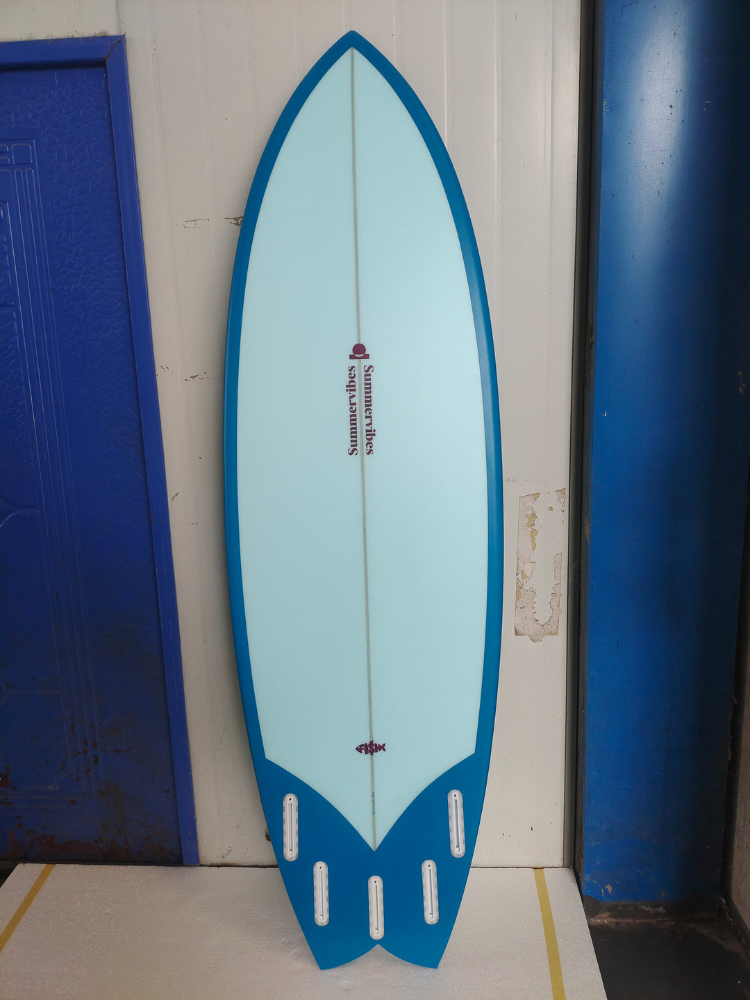 Summer vibes Fish Blue Berry surfboard bottom view