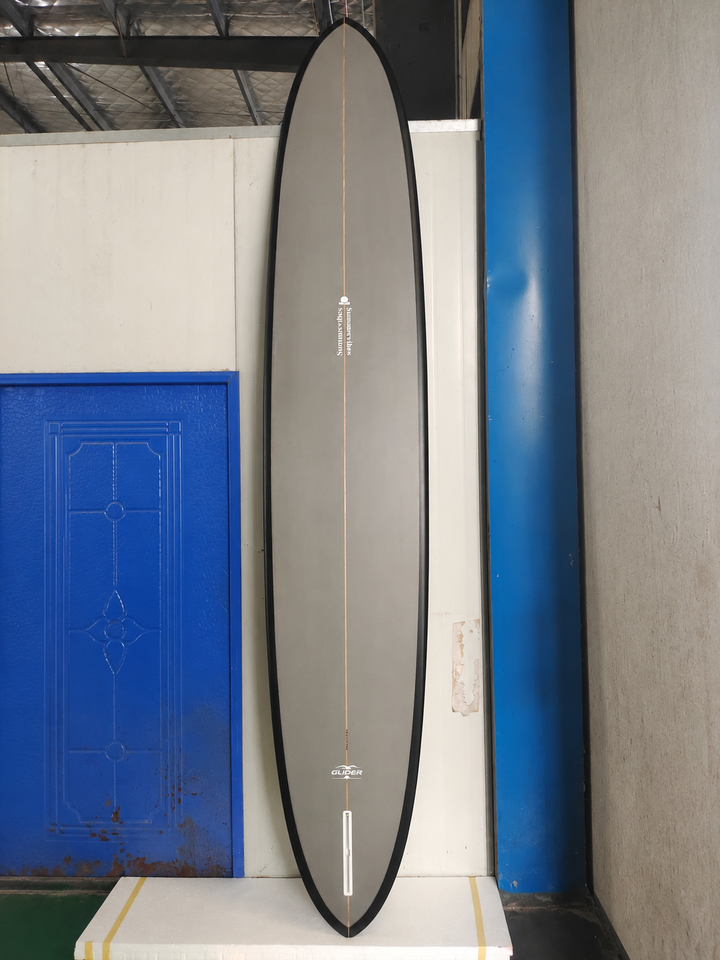 Summer vibes Glider Black Grey surfboard bottom view