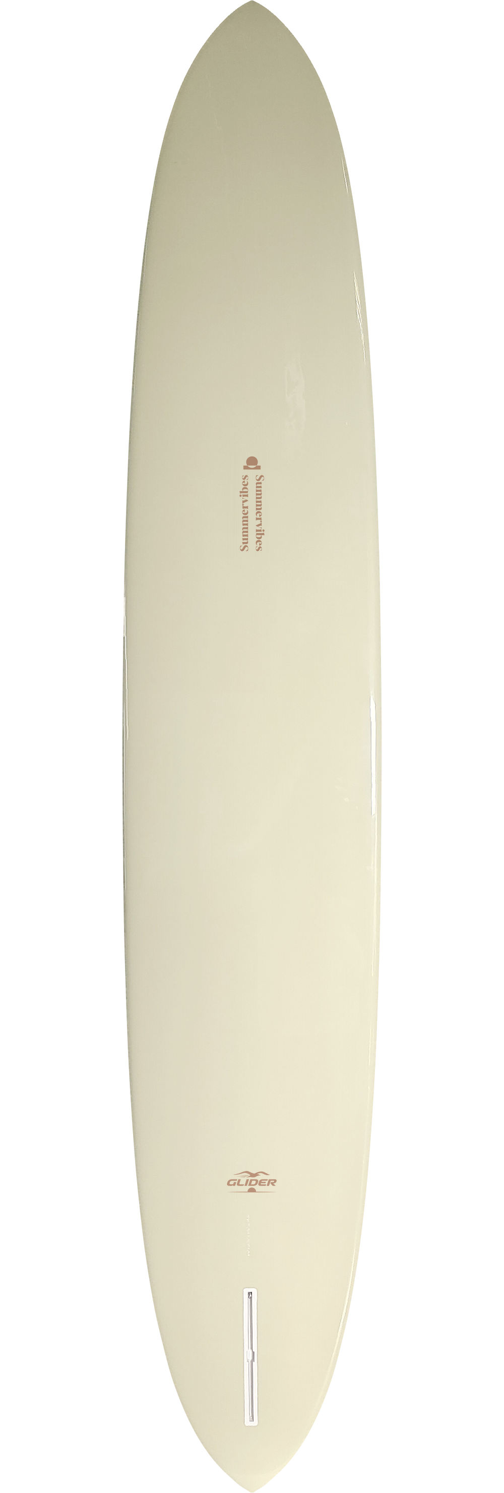 Summer vibes Glider Yellow Rust Gloss surfboard bottom view