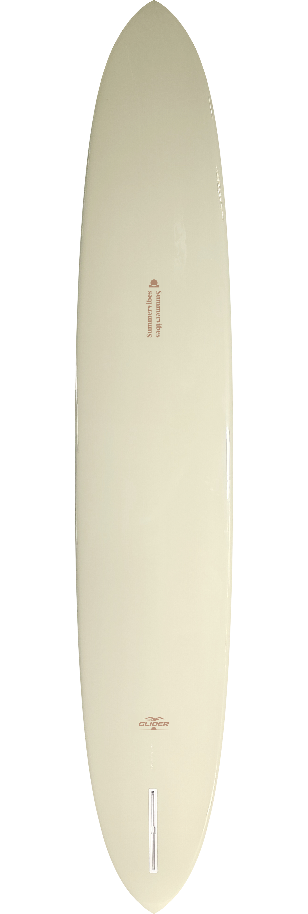 Summer vibes Glider Yellow Rust Gloss surfboard bottom view