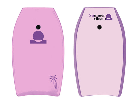Summer vibes Grom Boogie Board 33" with Coil – Pink on white