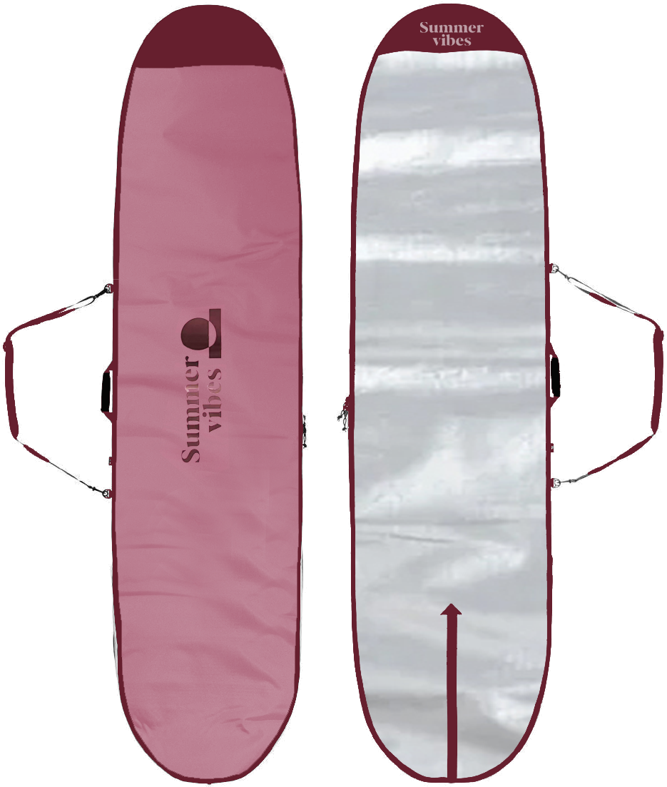 Summer vibes Lite Longboard boardbag in pink — front and silver reverse