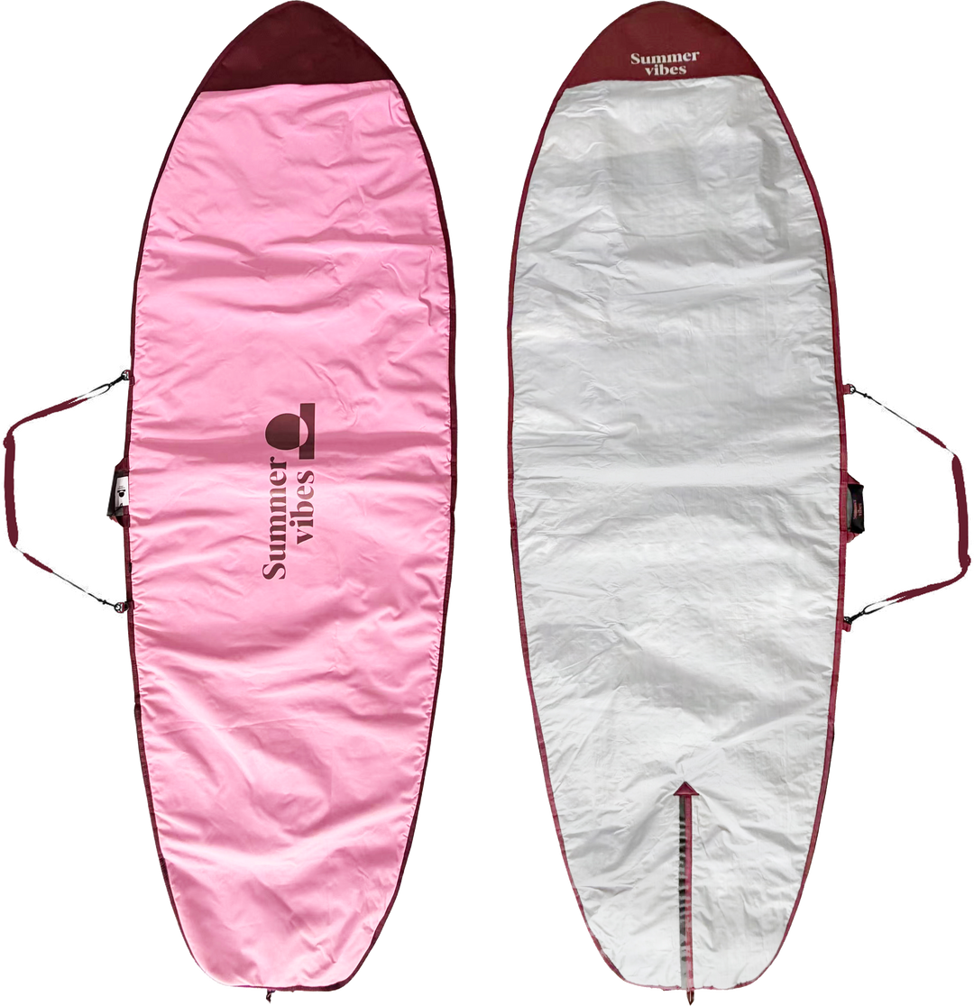 Summer vibes Lite Wide/SUP boardbag in pink — front and silver reverse