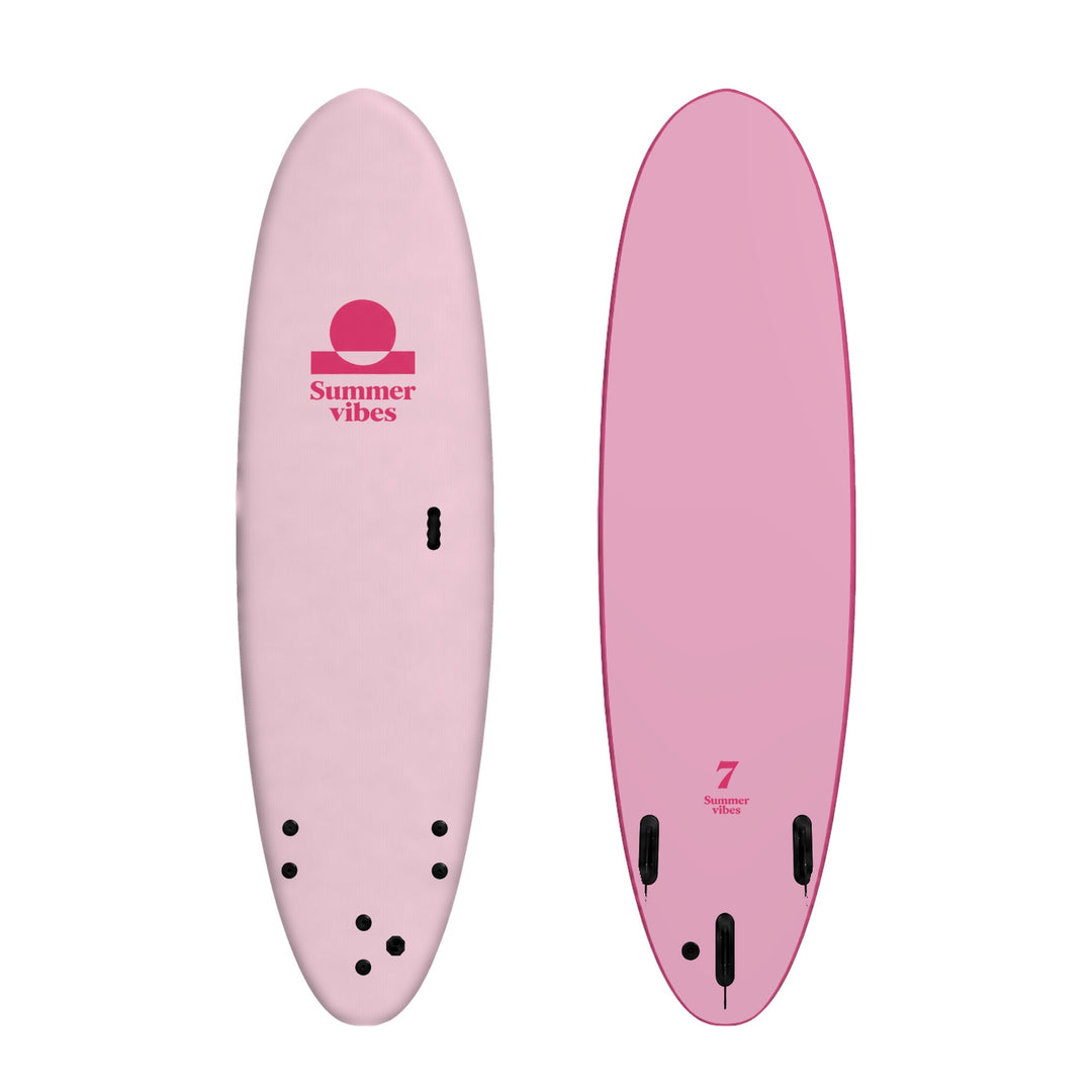 Summer vibes Mini Mal Softboard – Pink on white