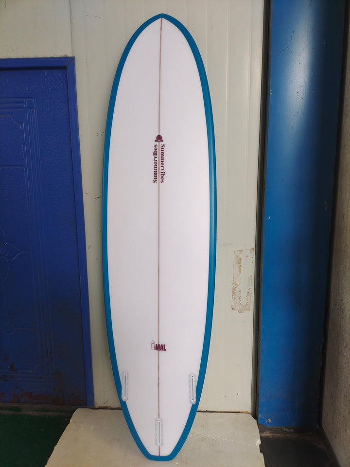 Summer vibes Mini Mal Blue Berry surfboard bottom view