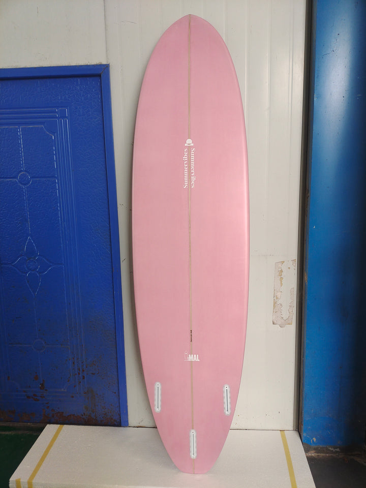 Summer vibes Mini Mal Pink Lilac surfboard bottom view