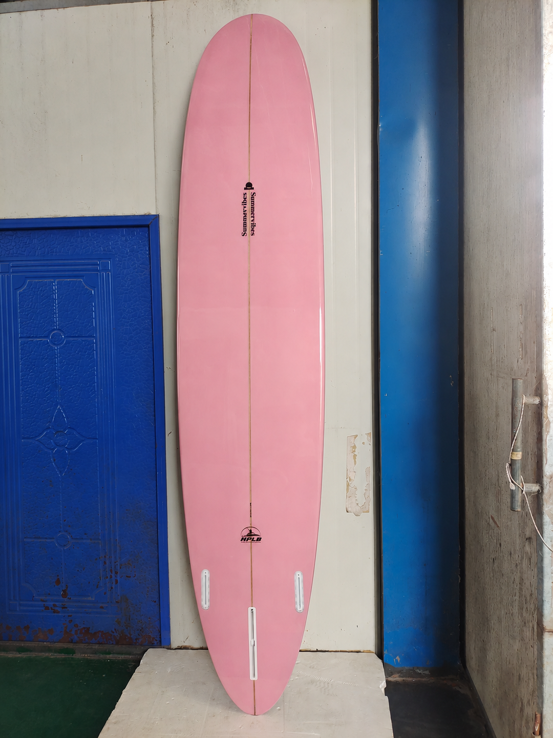 Summer vibes Performance Longboard Pink Blush Gloss surfboard bottom view