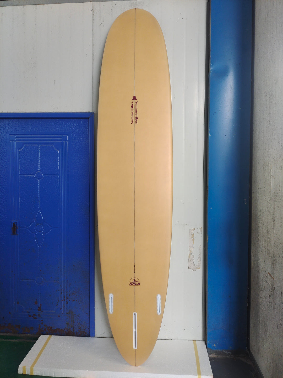 Summer vibes Performance Longboard Tan Berry surfboard bottom view