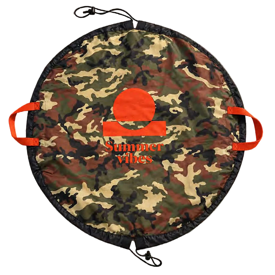 Summer vibes Premium Grass XL Change Mat - camo waterproof outer with orange carry handles