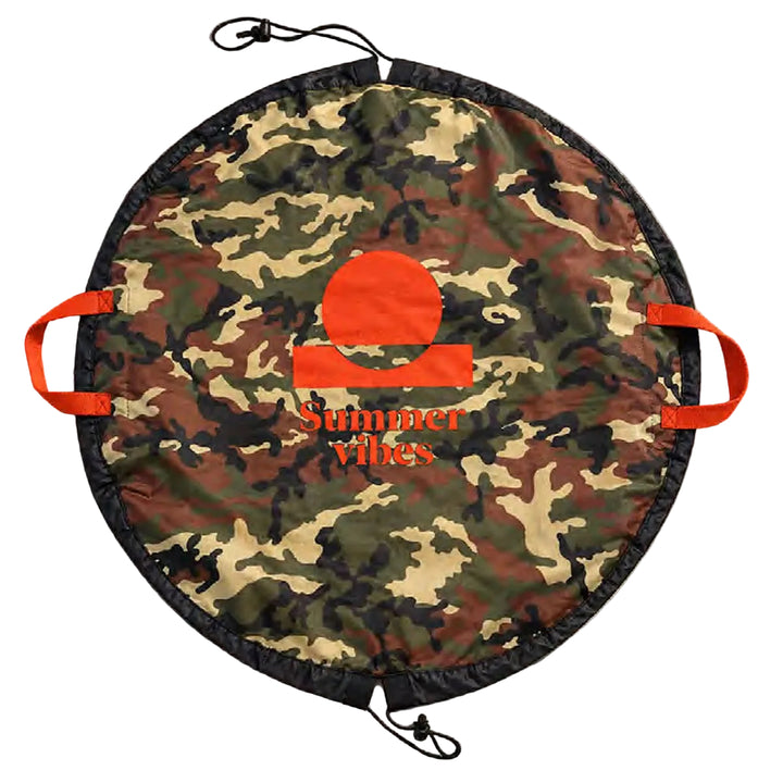 Summer vibes Premium Grass XL Change Mat - camo waterproof outer with orange carry handles