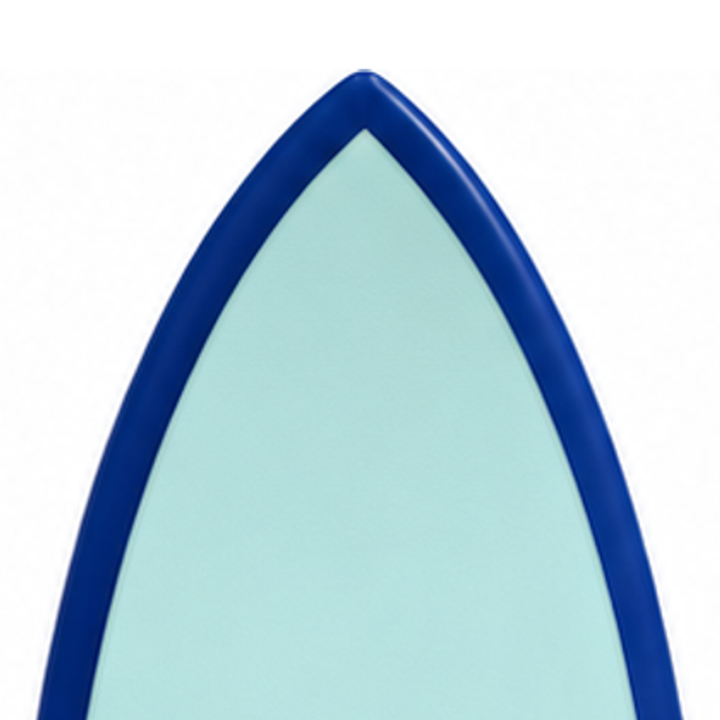 Discus 6’6 · Blue softboard — deck nose detail